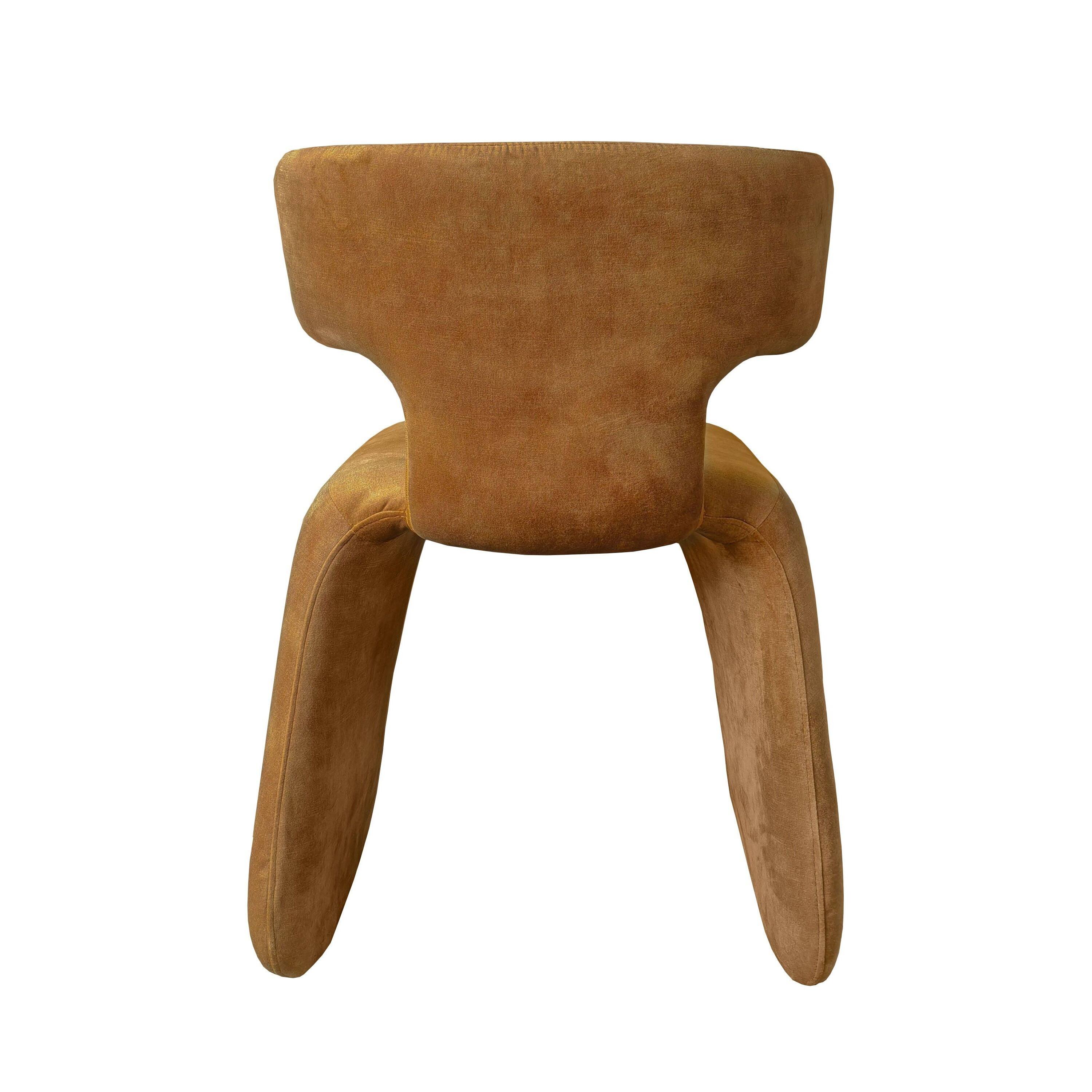 Back. Manhattan Lane - Cid Fiu 22 Inch Dining Chair, Curved Wingback,  Textured Polyester - Brown.