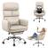 Alt View 9. Brick Attic - 500LBS Leather Executive Office Chair, Reclining Swivel Criss Cross Chair with Armrests, High Back and Lumbar Support - Beige.
