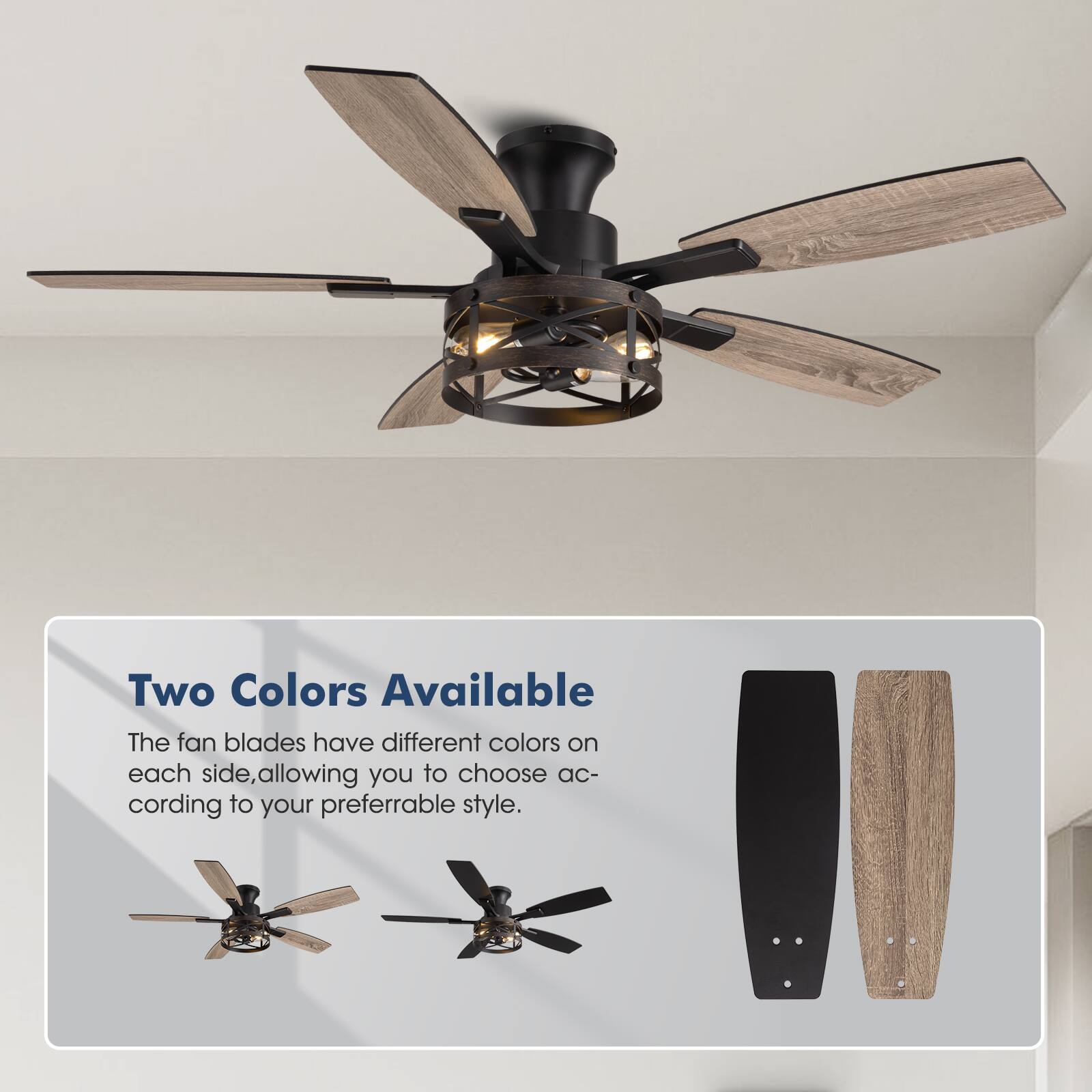 Two Colors Available

The fan blades have different colors on each side, allowing you to choose according to your preferable style.