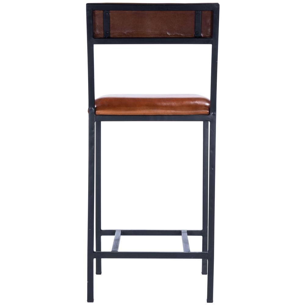 Alt View 2. Butler Specialty - Lazarus Leather & Metal 27" Counter Stool - Medium Brown.
