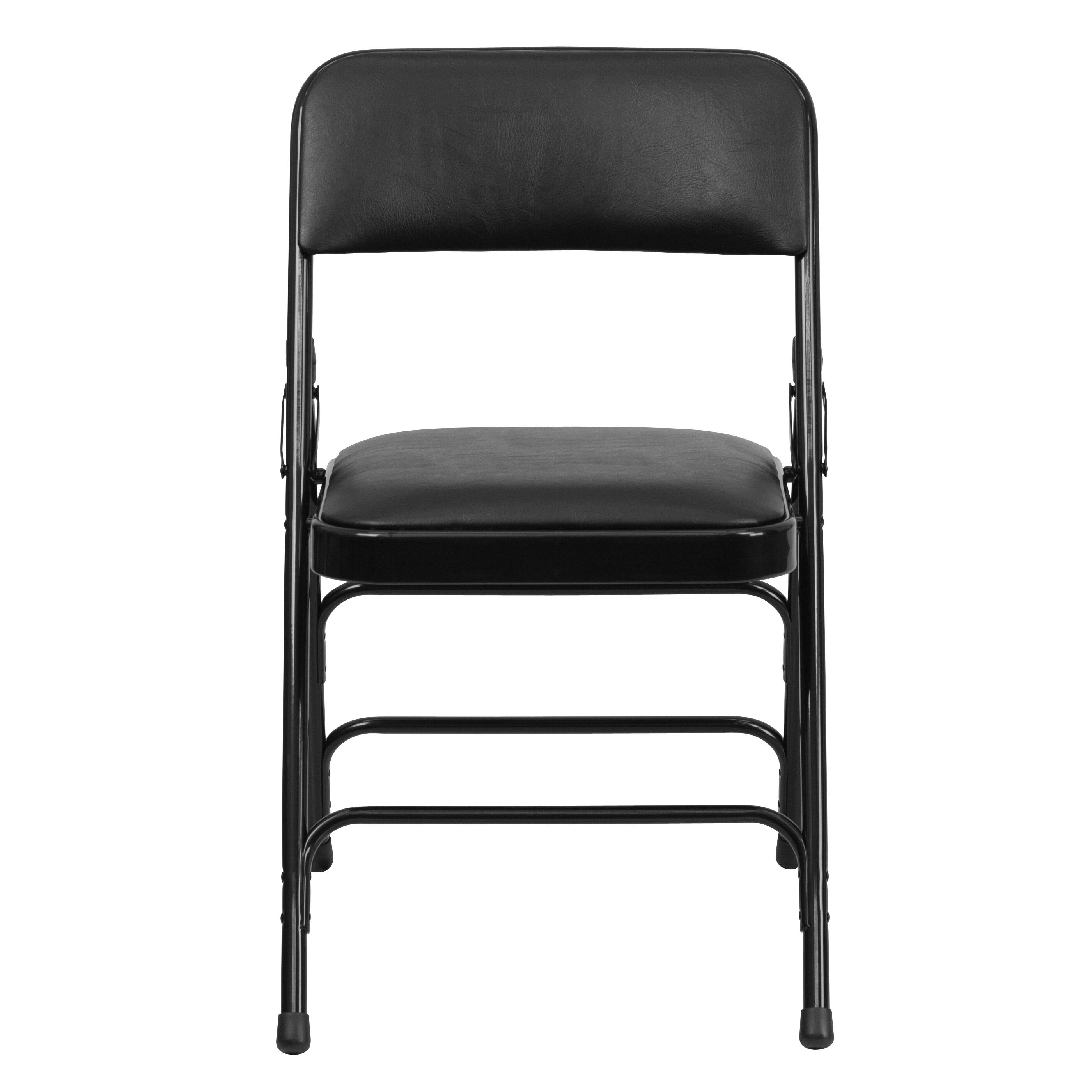 Alt View 4. Emma + Oliver - 4 Pack Home & Office Portable Party Events Padded Metal Folding Chair - Black Vinyl/Black Frame.
