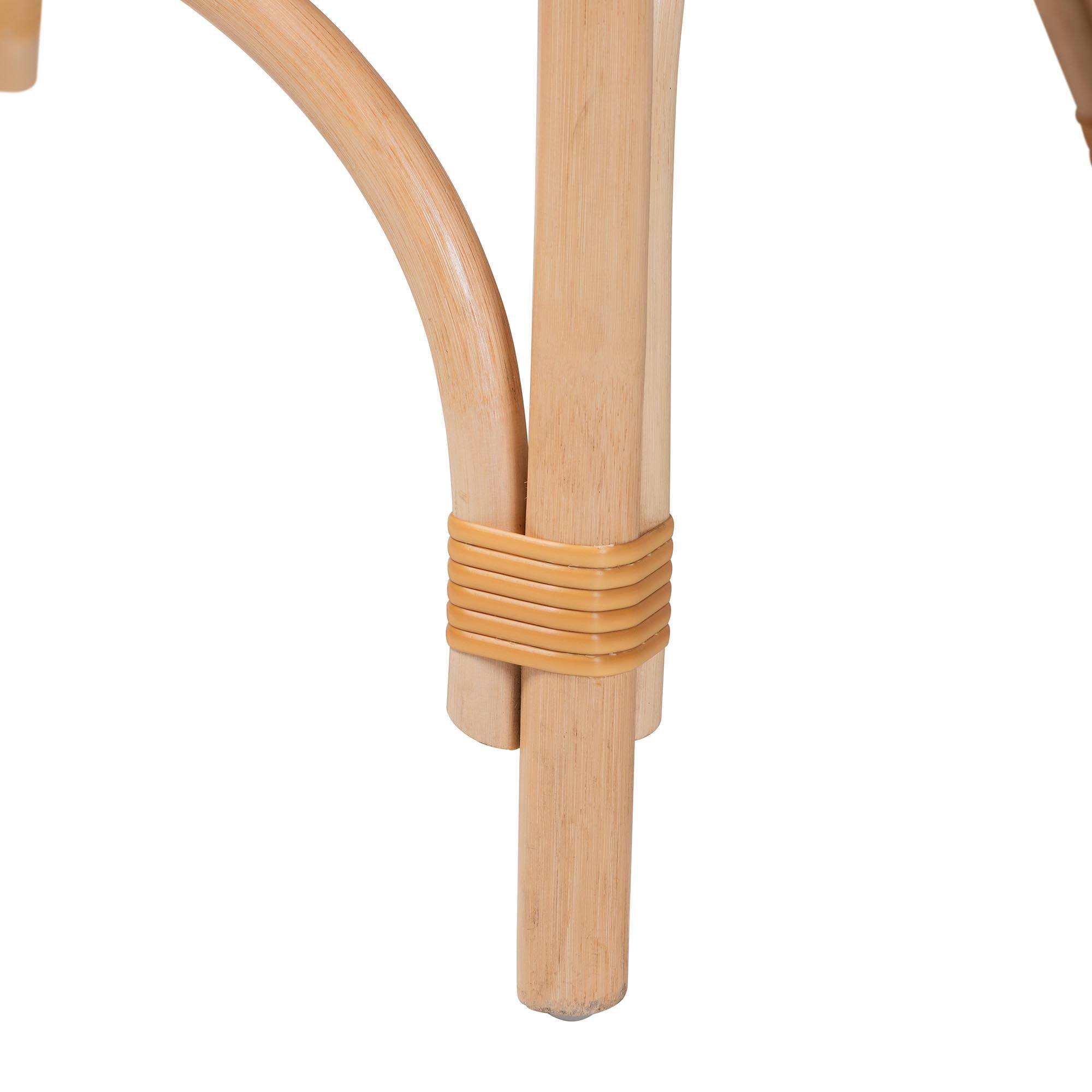 Alt View 2. bali & pari - Elma Rattan Dining Chair with Cushion - Barrel-Back Accent Chair with Synthetic Woven and Natural Rattan Frame - Natural Brown/Dark Brown.