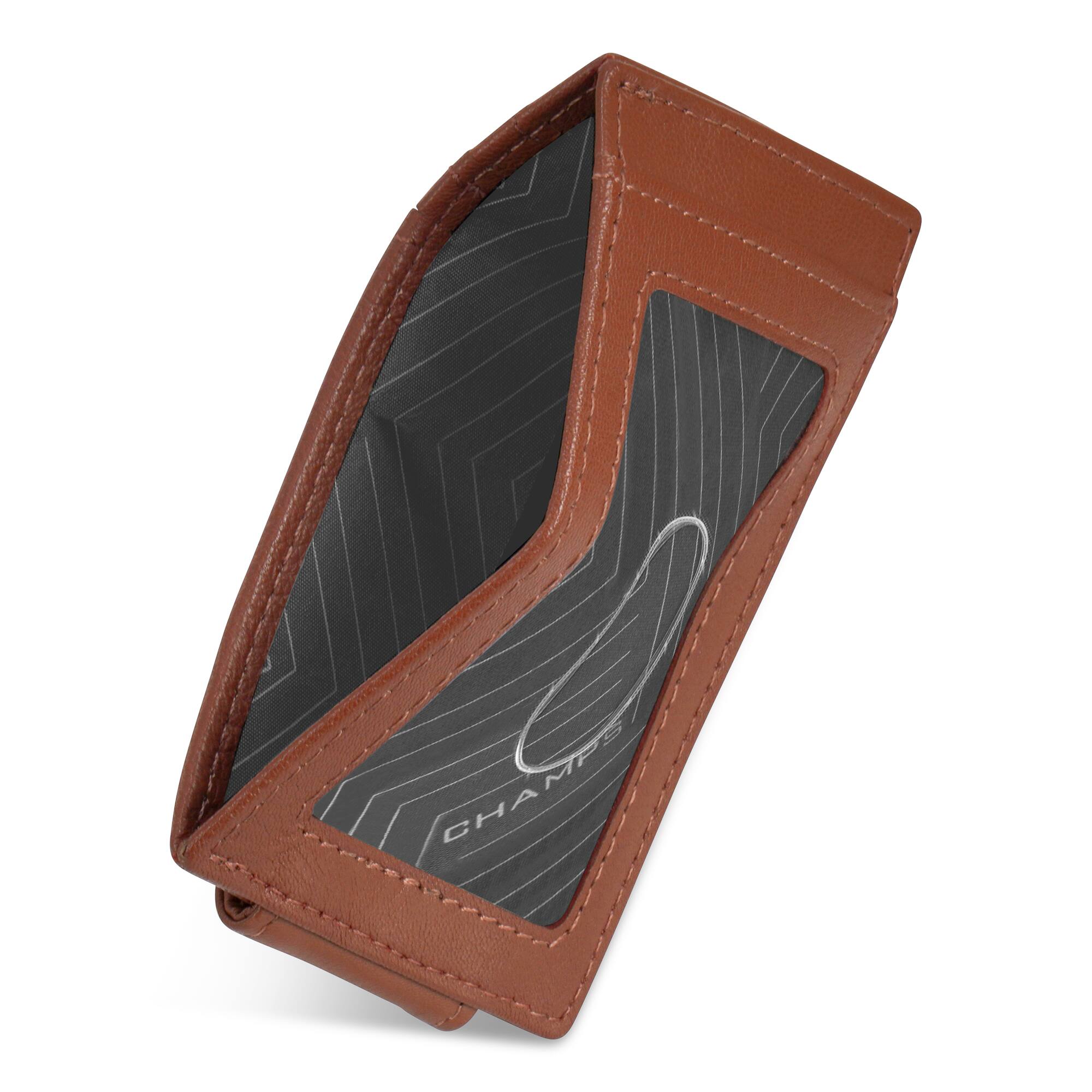 Left. Champs - OB-515-BROWN (MAG CARD CASE) - Brown.