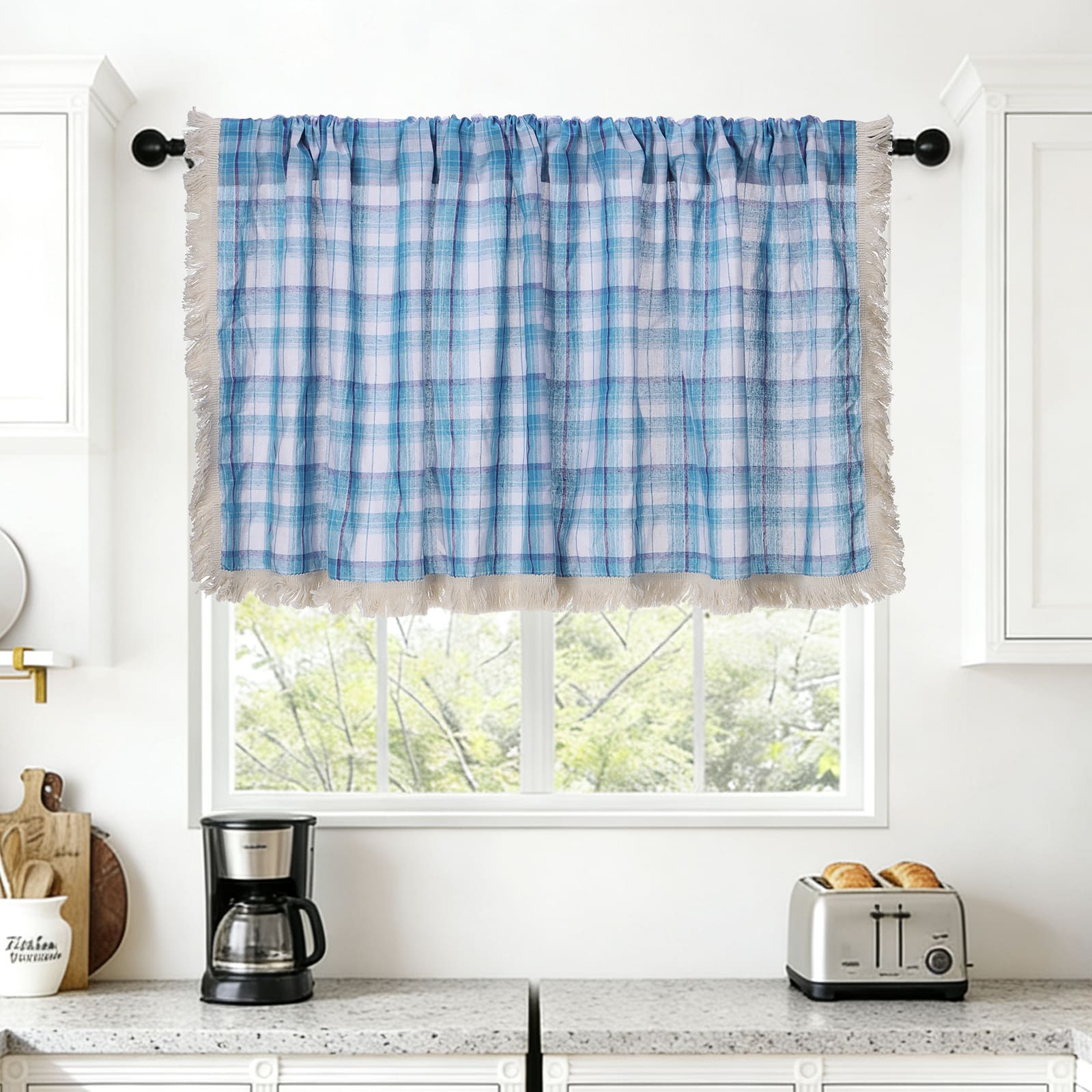"Unique Bargains - Curtain Valances, 18""x59"" Semi Sheer Rod Pocket for Small Windows Living/Bed/Bath/Kitchen, Set of 1 Panel - Light Blue" price history on PriceWatchPro