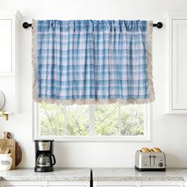 Unique Bargains - Curtain Valances, 18"x59" Semi Sheer Rod Pocket for Small Windows Living/Bed/Bath/Kitchen, Set of 1 Panel - Light Blue