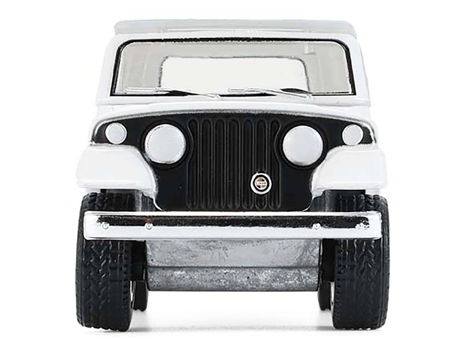 Alt View 4. Greenlight - 1971 Jeep Jeepster Commando White with Black Stripes "All Terrain" Series 1/64 Diecast Model Car by Greenlight.