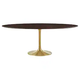 Lippa 78" Oval Wood Dining Table by Modway - Gold Cherry Walnut