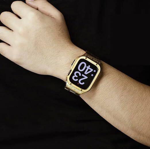 Alt View 2. Worryfree Gadgets - Worryfree Gadgets Uni-body Metal Band for Apple Watch Ultra 49mm, Gold - Gold.