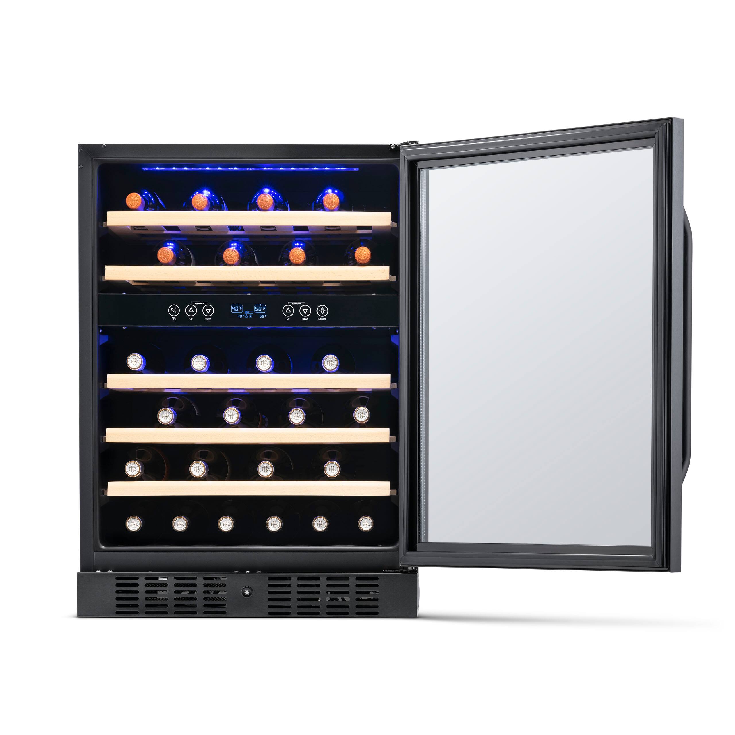 Alt View 18. NewAir - 24” Built-in 46 Bottle Dual Zone Compressor Wine Cooler with Beechwood Shelves - Black Stainless Steel.