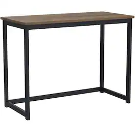 Hivvago - Small Home Office Modern Laptop Computer Desk Table Metal Frame Wood Top - Brown