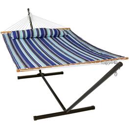 Sunnydaze - 2-Person Quilted Fabric Hammock with Steel Stand - Catalina Beach