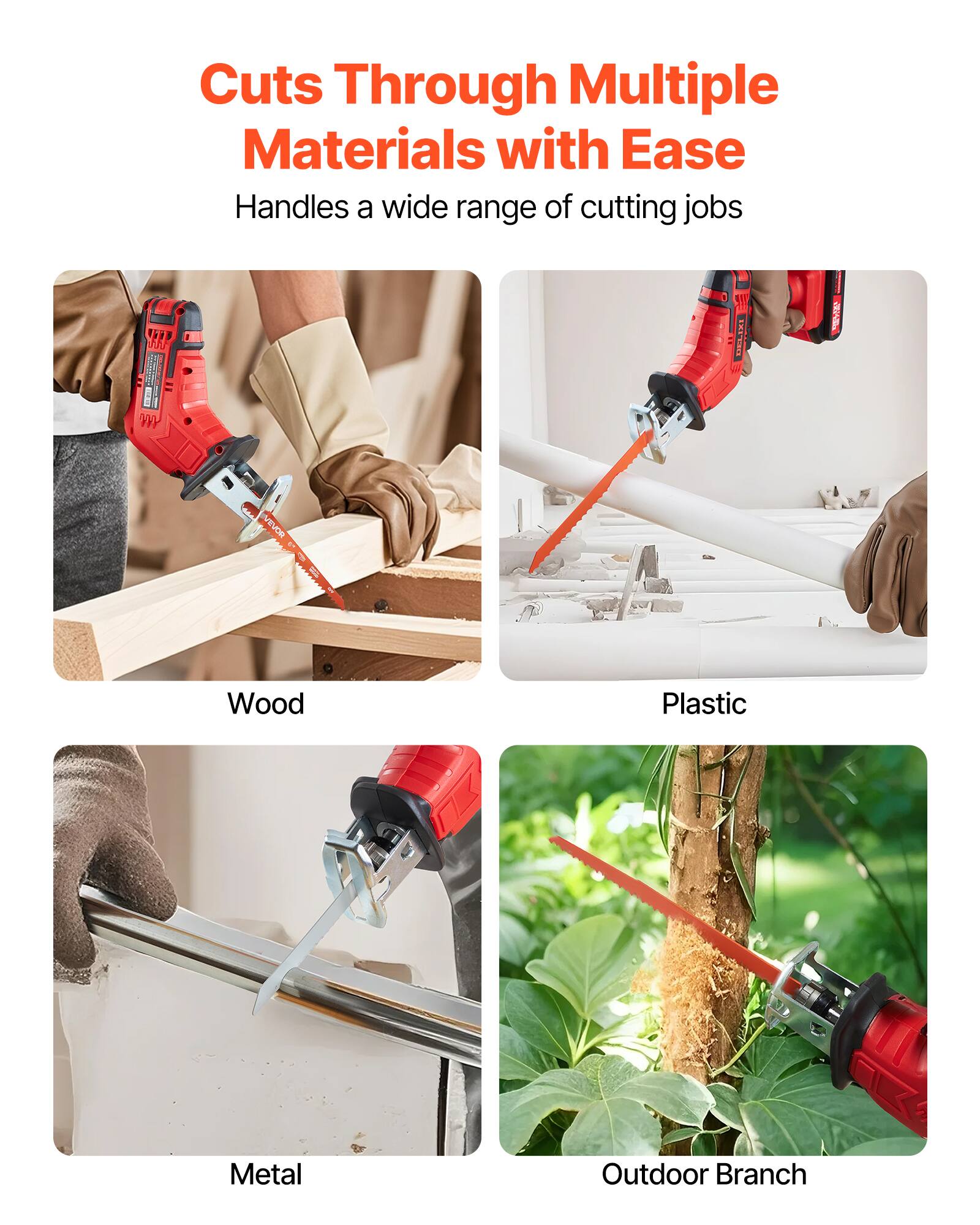 Cuts Through Multiple Materials with Ease  
Handles a wide range of cutting jobs  

Wood  
Plastic  
Metal  
Outdoor Branch