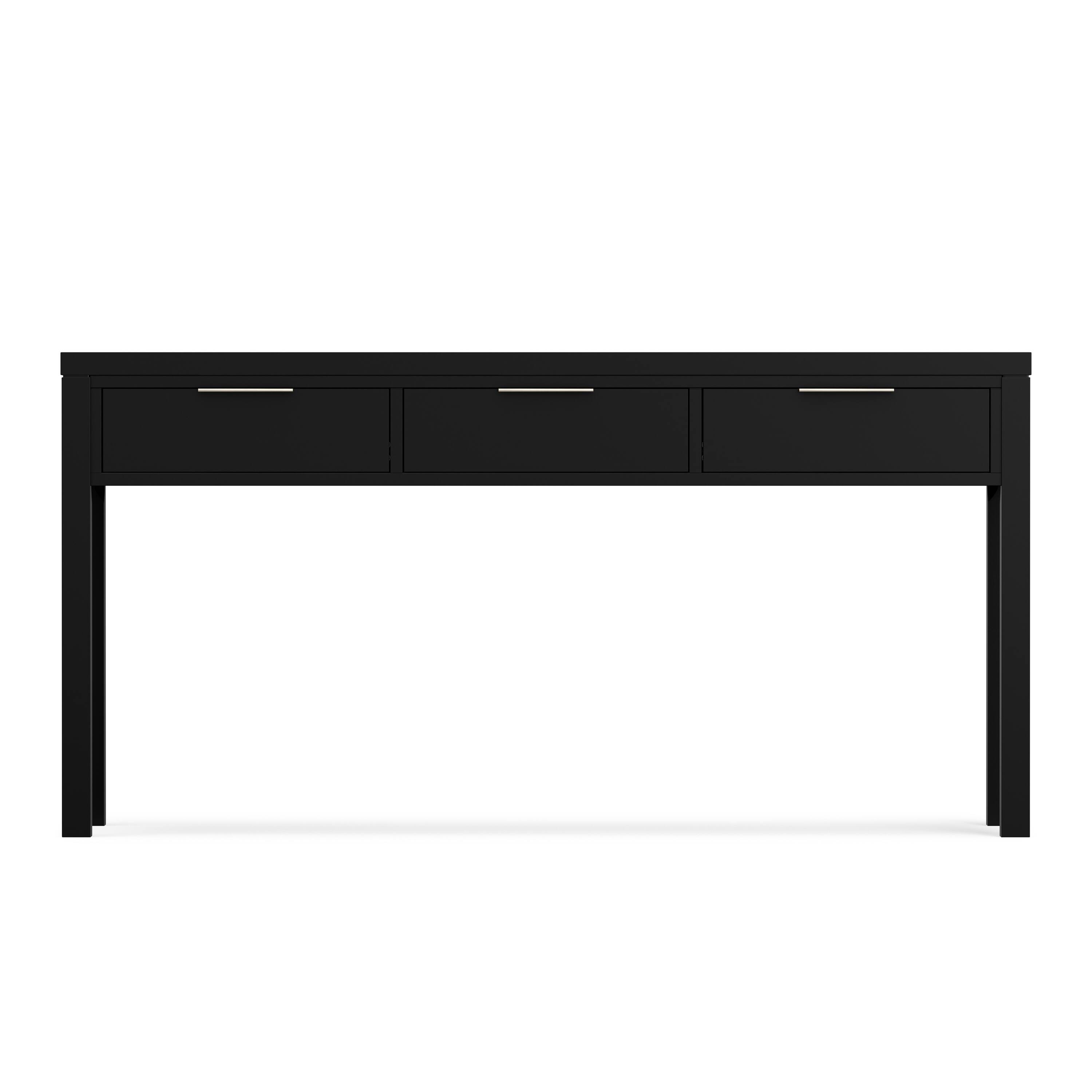 Left. Simpli Home - Hollander 60 inch Wide Solid Wood Contemporary Console Table in Black - Black.