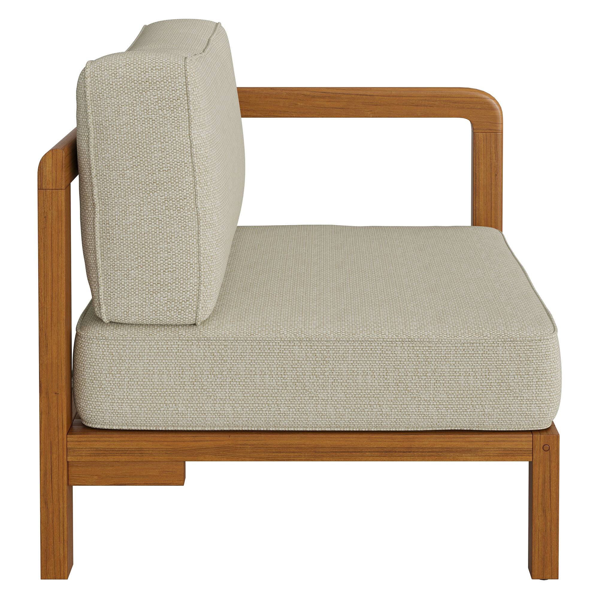 Kona Outdoor Teak Wood Right Arm Facing Modular Armchair by Modway Sand ...