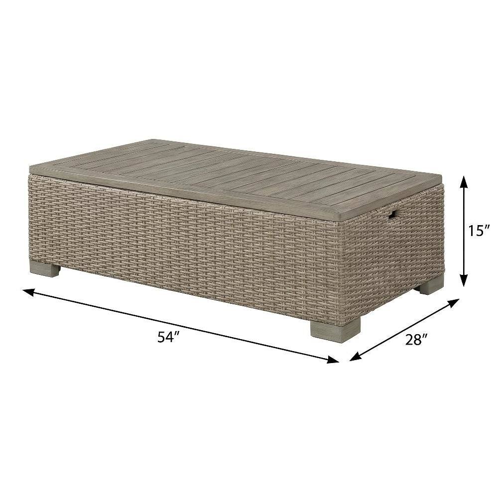 FurniFact - Rectangular Coffee Table with Wood Legs and Transitional Design - Tan price history on PriceWatchPro