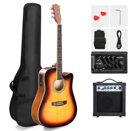Winado - 41 Inch Full-Size Beginner Acoustic Electric Guitar with EQ,Cutaway Guitar Kit with Extra Strings, Capo & Gig Bag - Sunset price history on PriceWatchPro