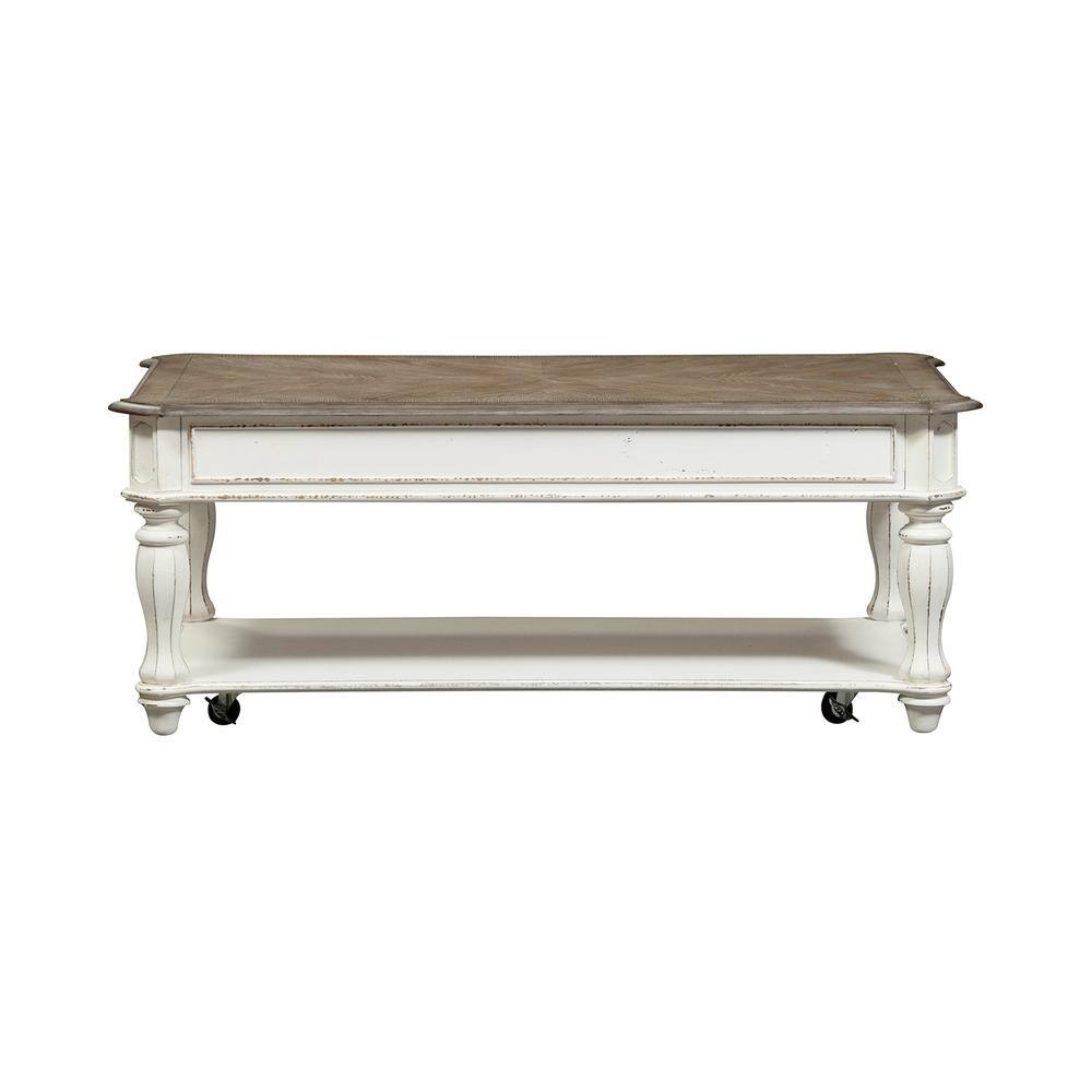 Angle. Liberty Furniture Industries - Magnolia Manor Lift Top Cocktail Table in Antique White - White.