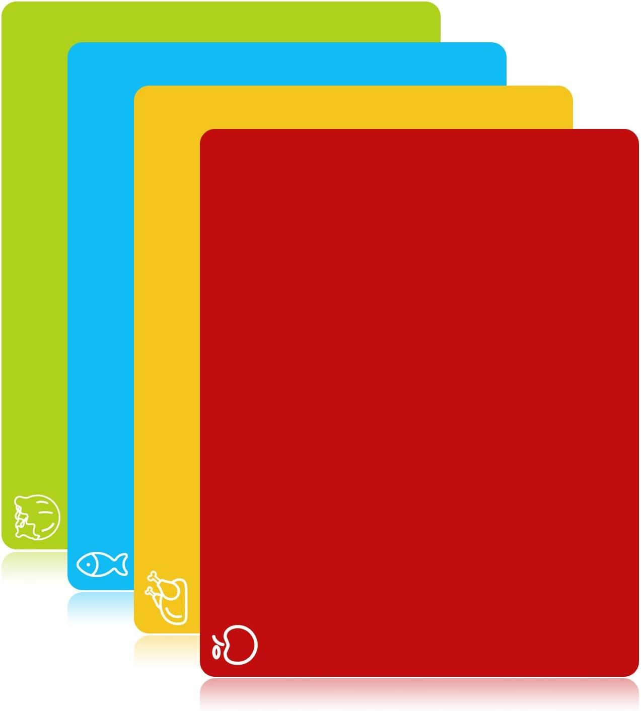 Front. PARKER SLATER - Goodluck 4-Pack Flexible Cutting Boards – BPA-Free, Non-Slip, Plastic.