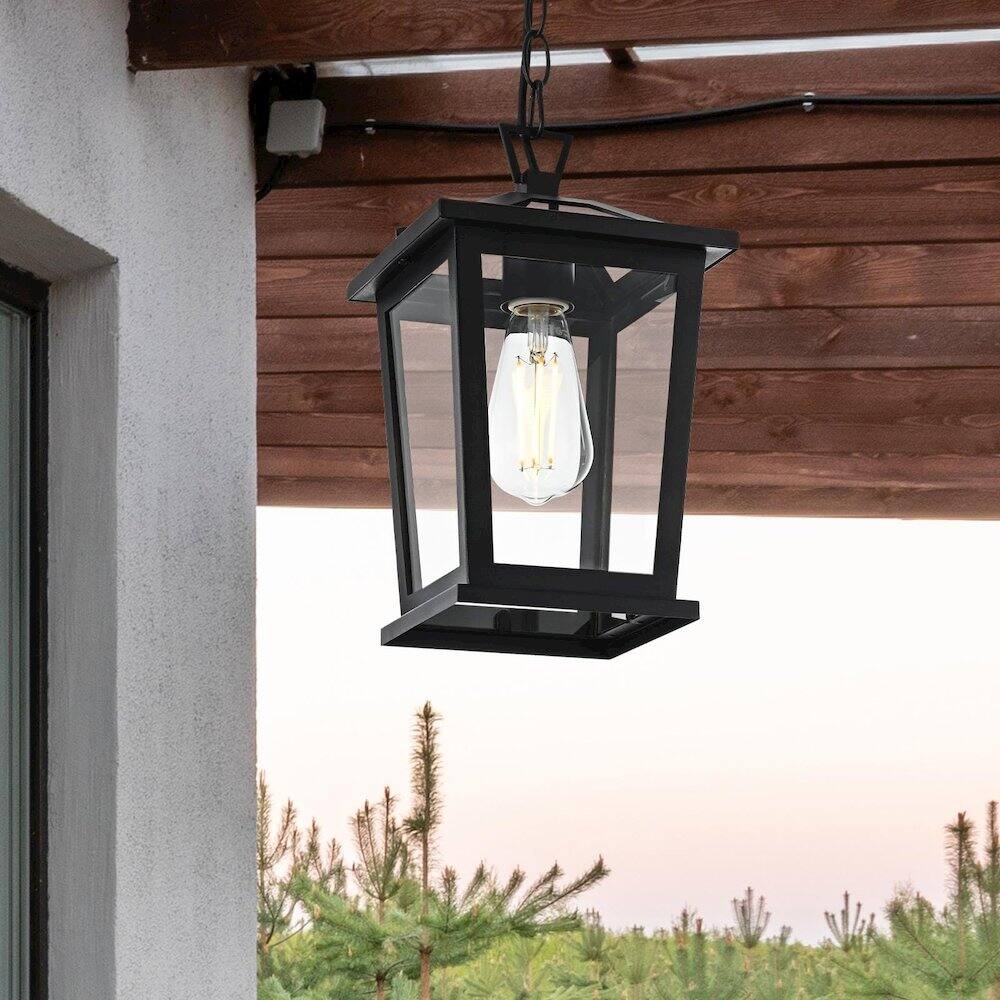Alt View 5. Elegant Lighting - Cayman 7 inch Outdoor Pendant in Black - Black.