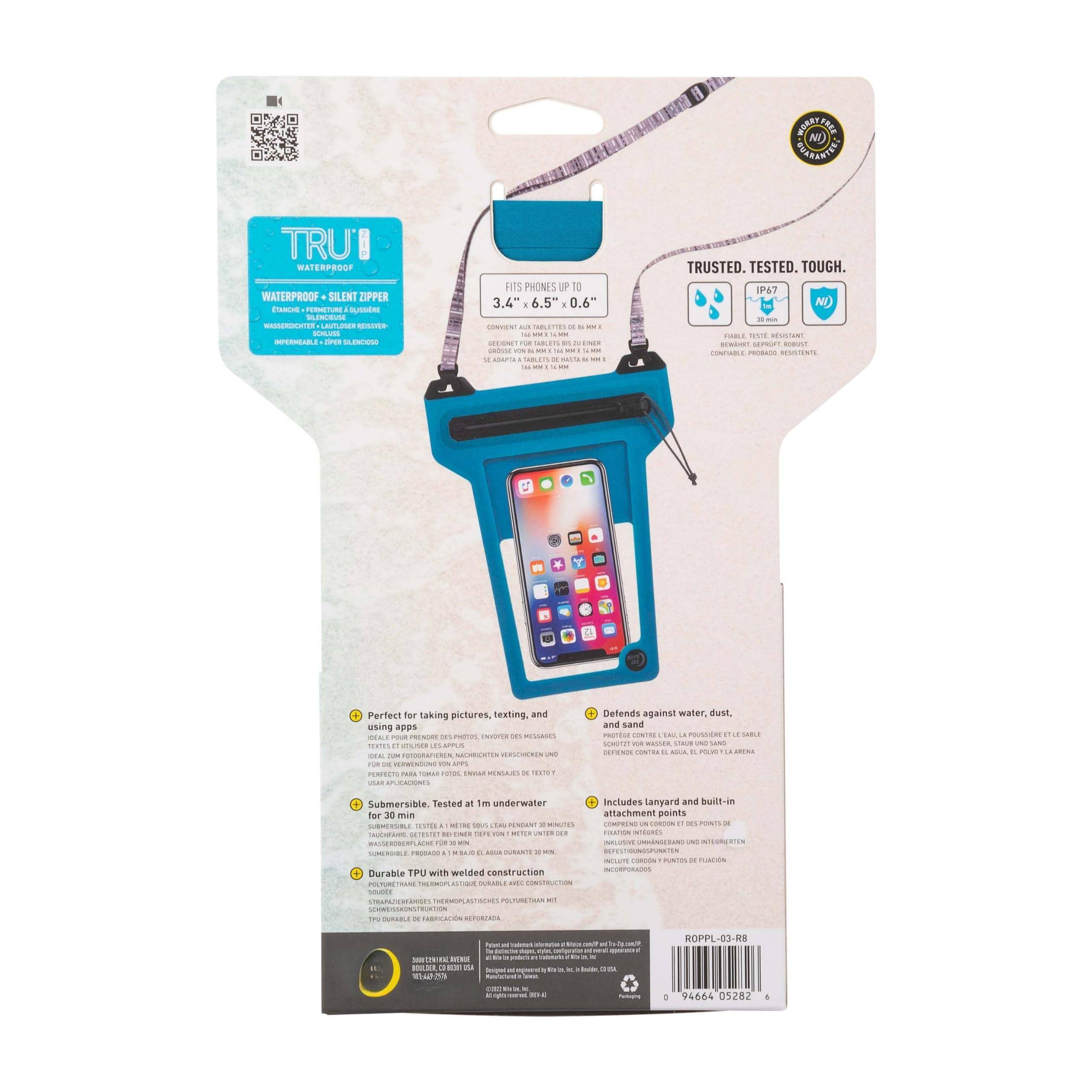 Sure, here is the corrected and grouped text from the image:

---

**TRUI WATERPROOF**

**WATERPROOF • SILENT ZIPPER**

**FITS PHONES 3.4" - 6.5" • 0.6"**

**TRUSTED. TESTED. TOUGH.**

**IP67**

**Perfect for taking pictures, texting, and using apps**

**Defends against water, dust, and sand**

**Submersible Tested - Immerged underwater for 20 min**

**Durable TPU with welded construction**

**Includes lanyard and built-in attachment points**

**TRUSTED. TESTED. TOUGH.**

**IP67**

**Fits phones 3.4" - 6.5" • 0.6"**

**Perfect for taking pictures, texting, and using apps**

**Defends against water, dust, and sand**

**Submersible Tested - Immerged underwater for 20 min**

**Durable TPU with welded construction**

**Includes lanyard and built-in attachment points**

**TRUSTED. TESTED. TOUGH.**

**IP67**

**Fits phones 3.4"