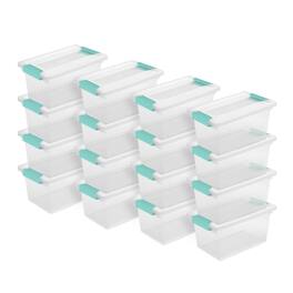 Sterilite - Plastic Medium Clip Storage Box Container with Latching Lid, 16 Pack