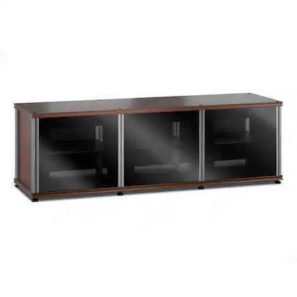 Front. Salamander Designs - Salamander Designs Synergy 237 Triple AV Cabinet (American Cherry with Black Glass & Aluminum Posts) - Cherry/Aluminum.