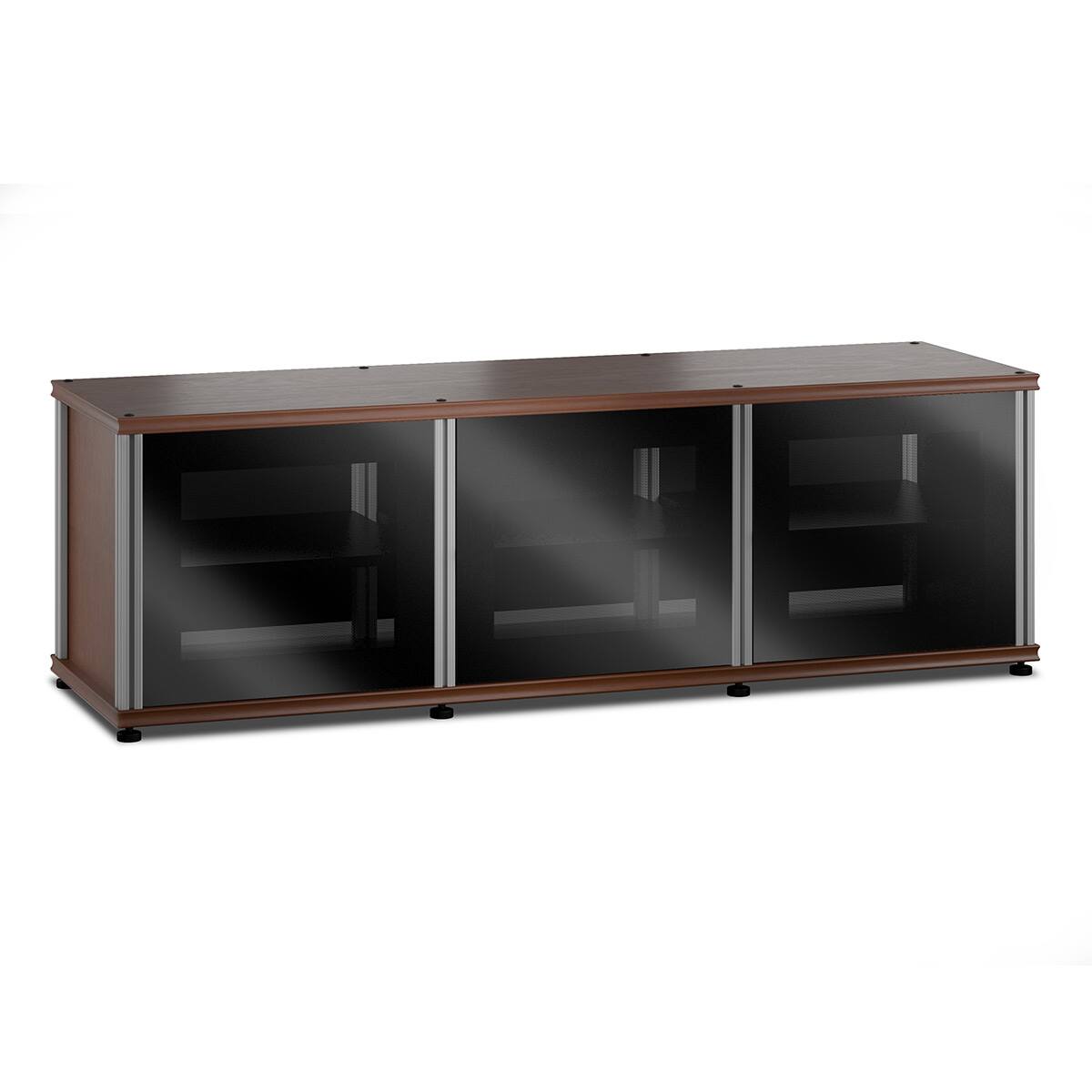 Front. Salamander Designs - Salamander Designs Synergy 237 Triple AV Cabinet (American Cherry with Black Glass & Aluminum Posts) - Cherry/Aluminum.