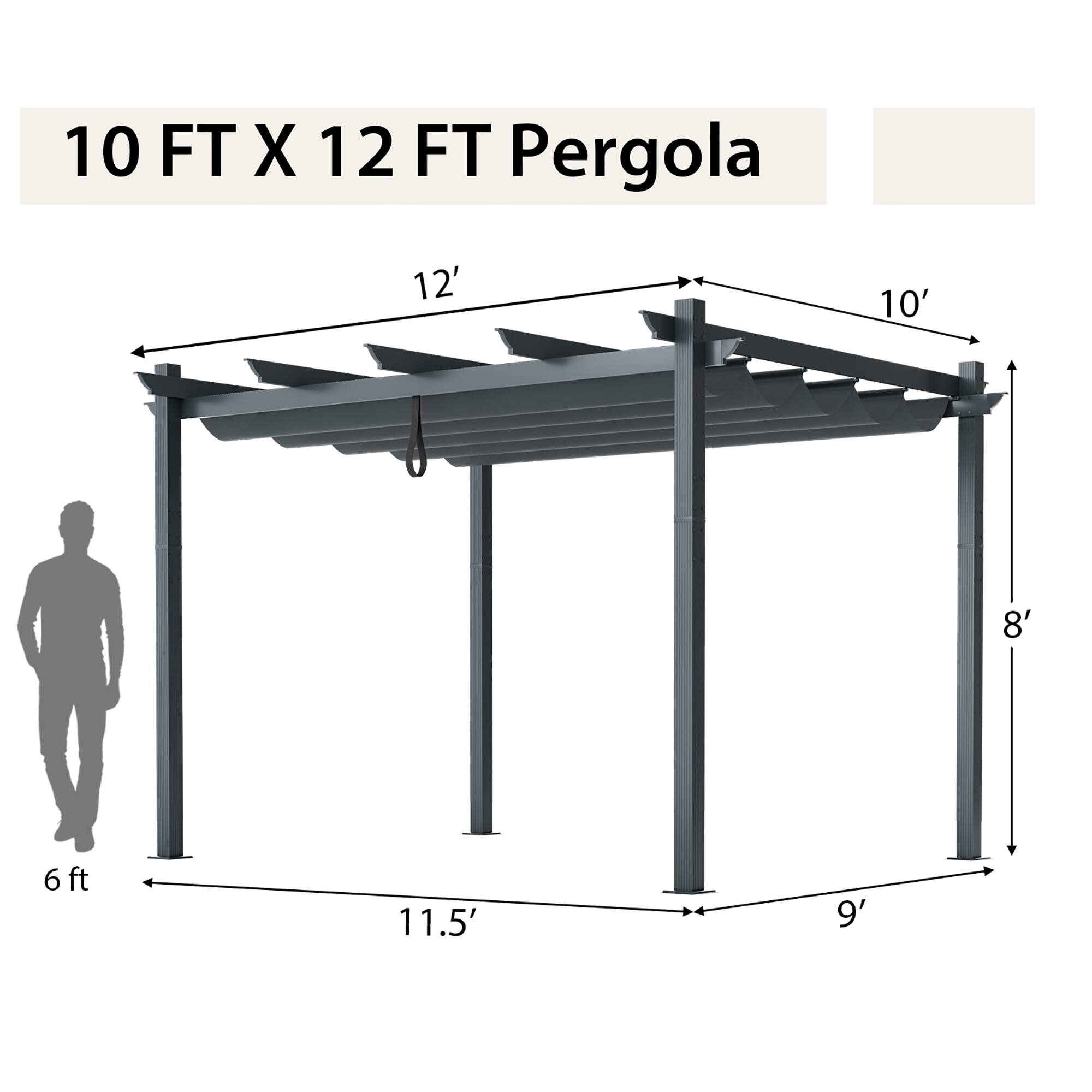 10 FT X 12 FT Pergola

12'  
10'  
8'  
6 ft  
11.5'  
9'