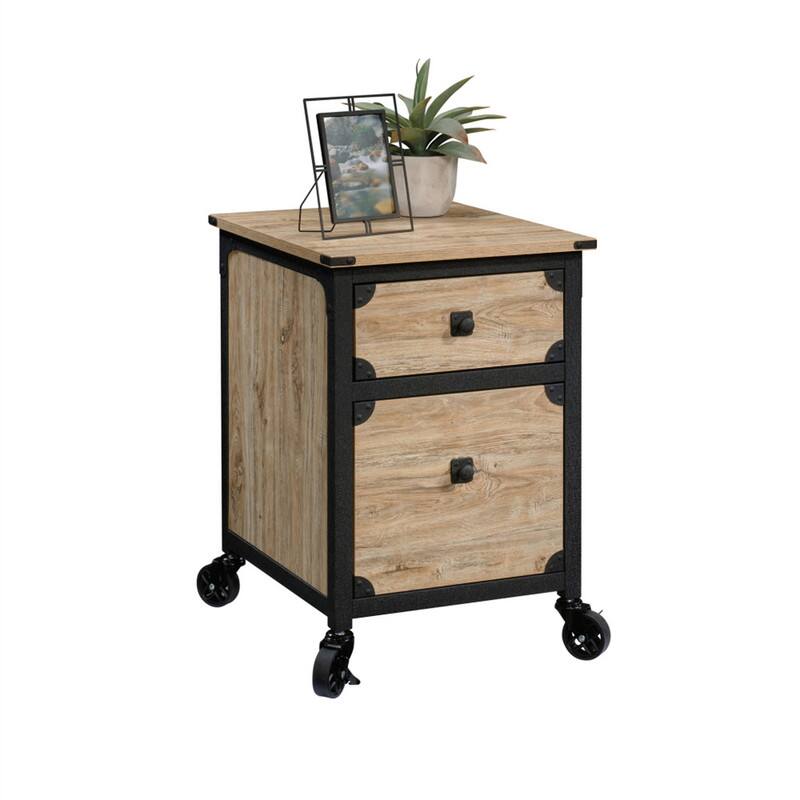Alt View 1. HTUTWOO - File Pedestal with Smooth-Glide Drawer - Mobile Filing Cabinet with Wheels, Under Desk Storage for Home Office - Beige+Natural.