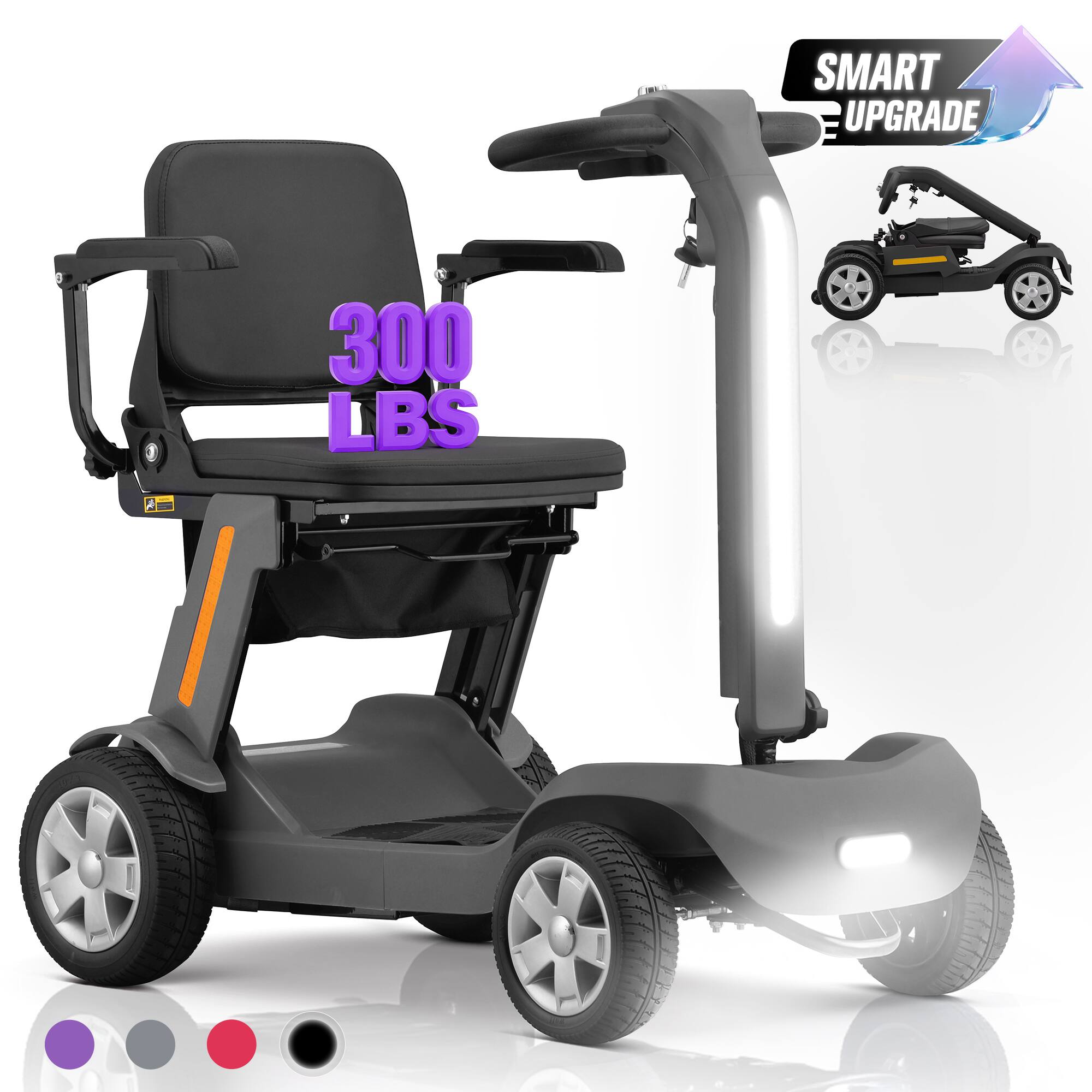 Hover Heart - 4-Wheel Foldable Mobility Scooter for Adults & Seniors, Lightweight Travel Scooter with LED Lights, Storage Bag, Charger - Gray price history on PriceWatchPro