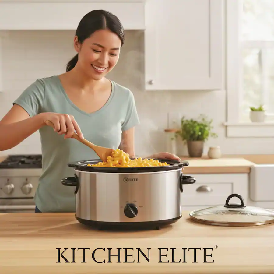 Kitchen Cocker Kitchen Elite 7 Qt Slow Cooker, Stainless Steel Ceramic Crock Pot with ...
