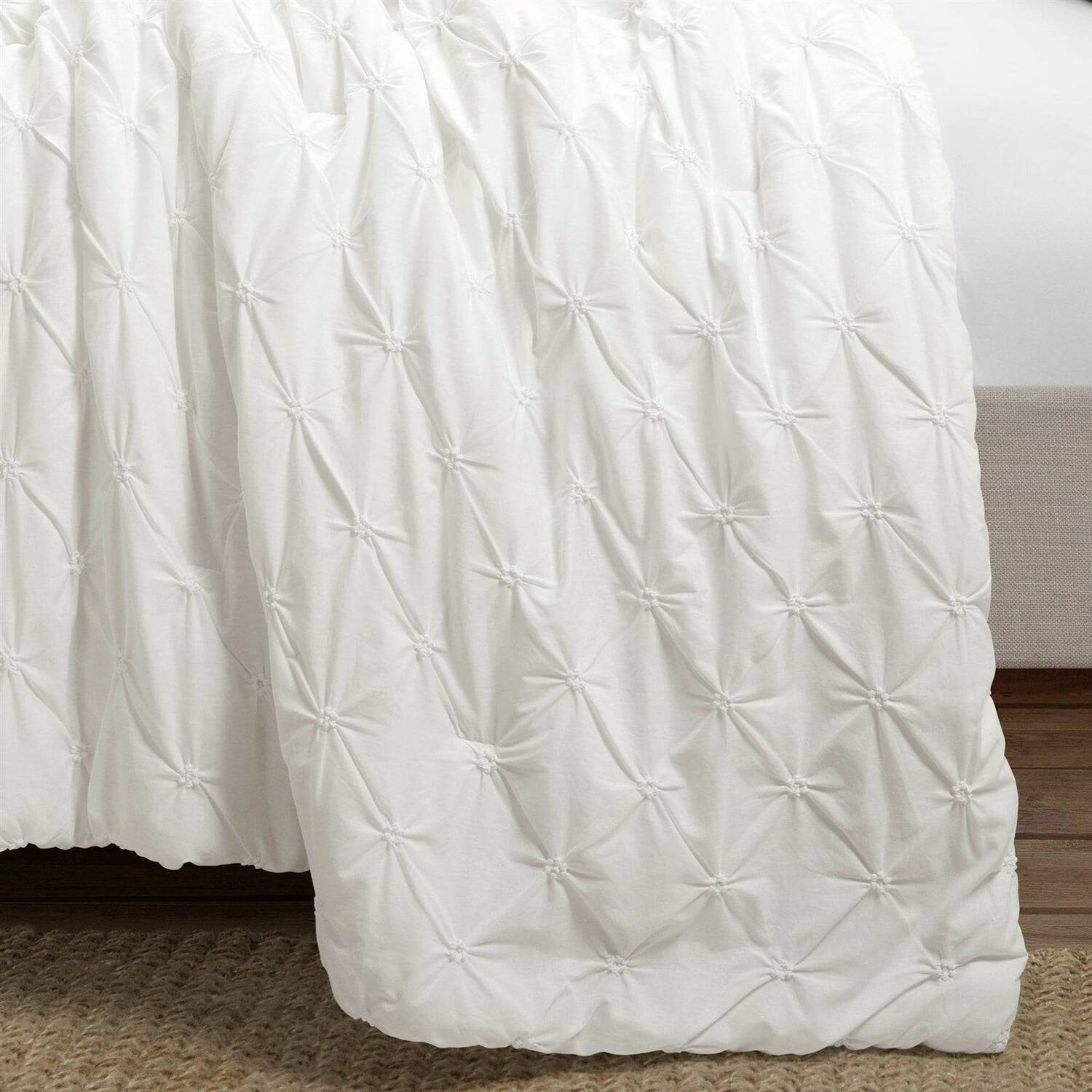 Left. Hivvago - Full/Queen Soft Pleated Cotton 3 Piece Comforter Set White - White.