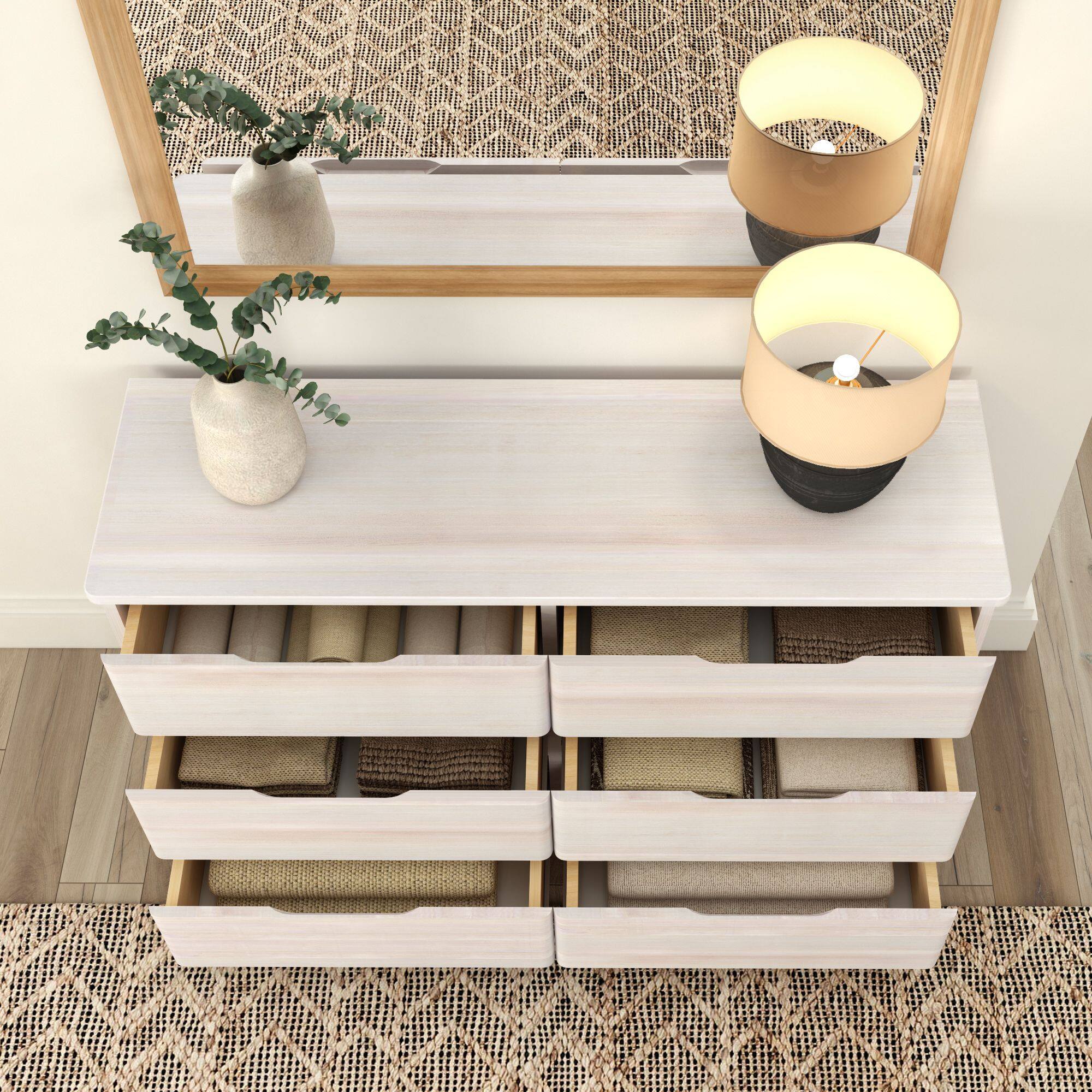 Alt View 5. Plank+Beam - Plank+Beam Modern Farmhouse 6 Drawer Dresser, White Wash - White Wash.