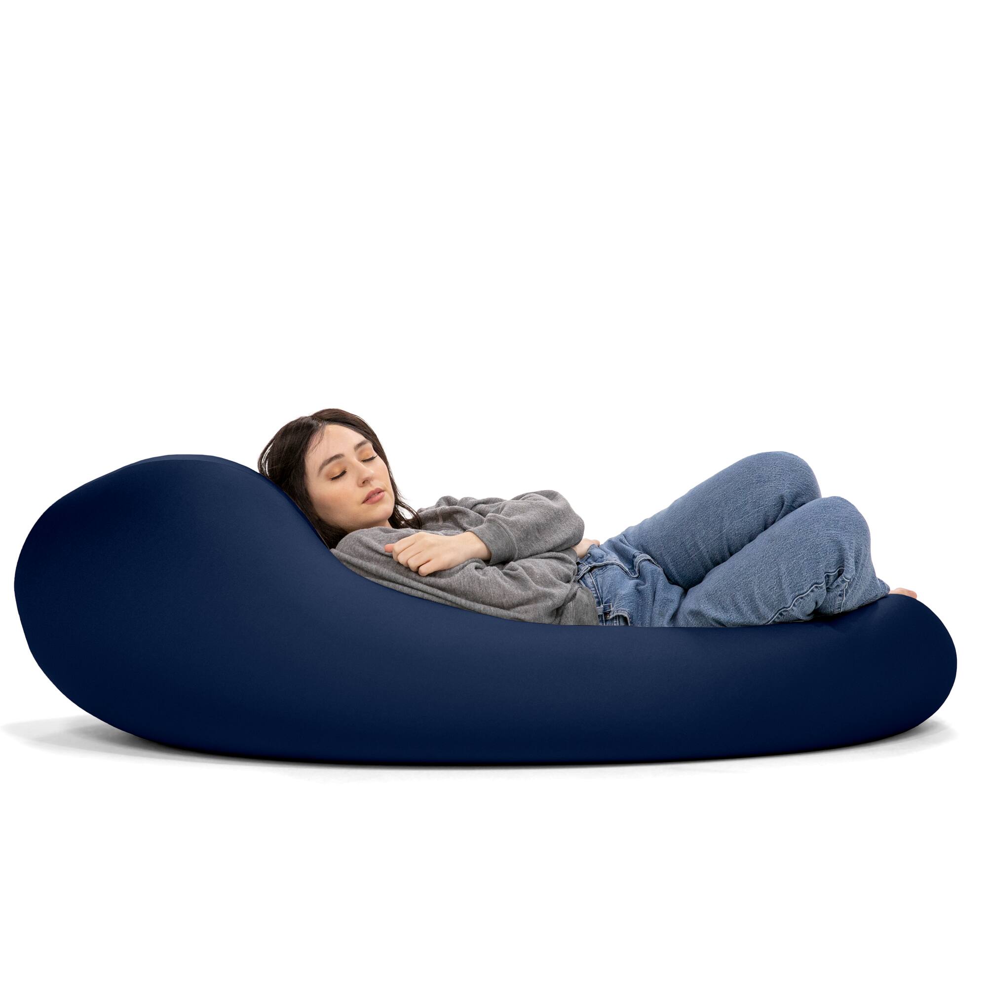 Angle. Jaxx - Nimbus Spandex Bean Bag Chair, Large, Navy - Navy.