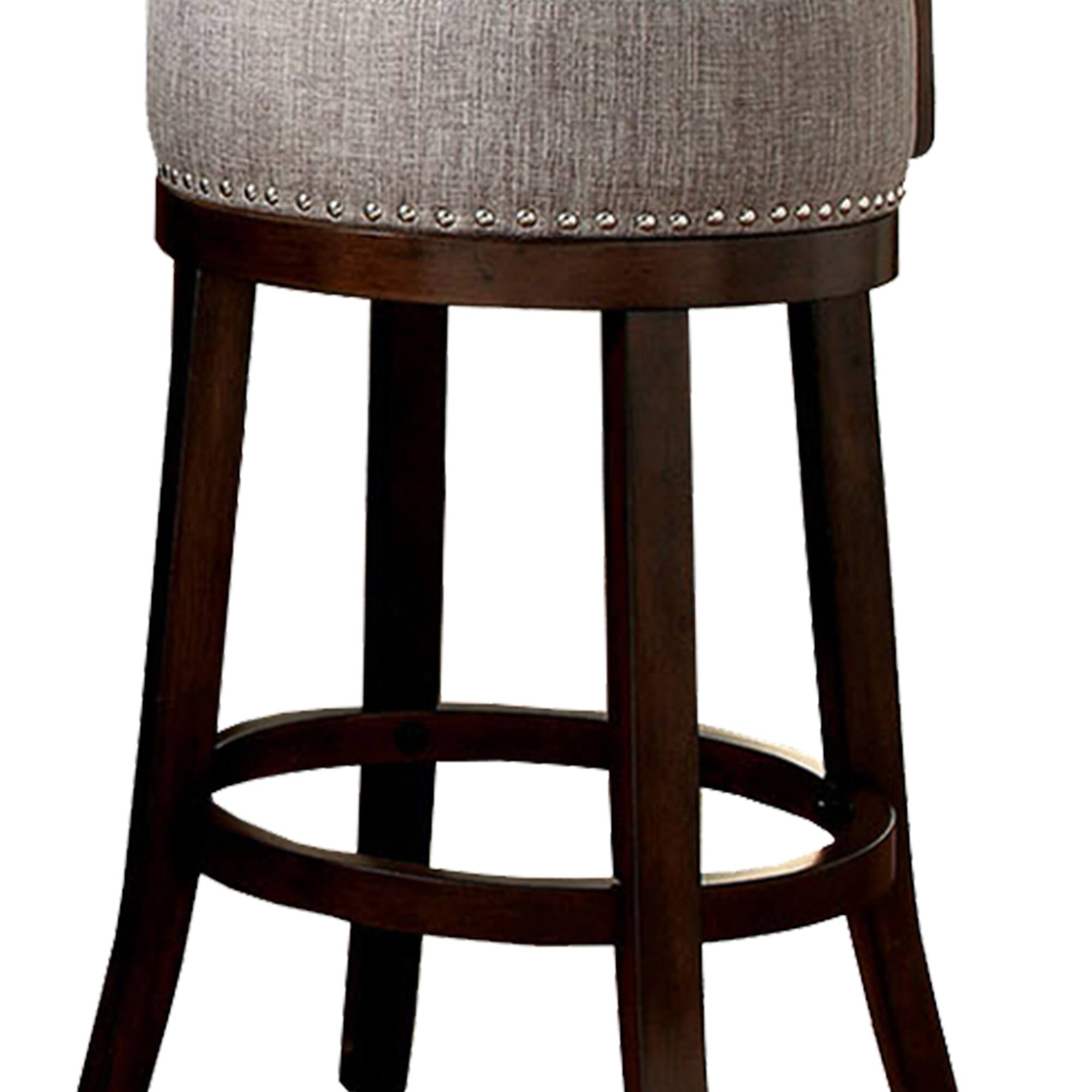 Left. Manhattan Lane - Swivel Barstool with Curved Open Low Back, Set of 2 - Gray and Brown.