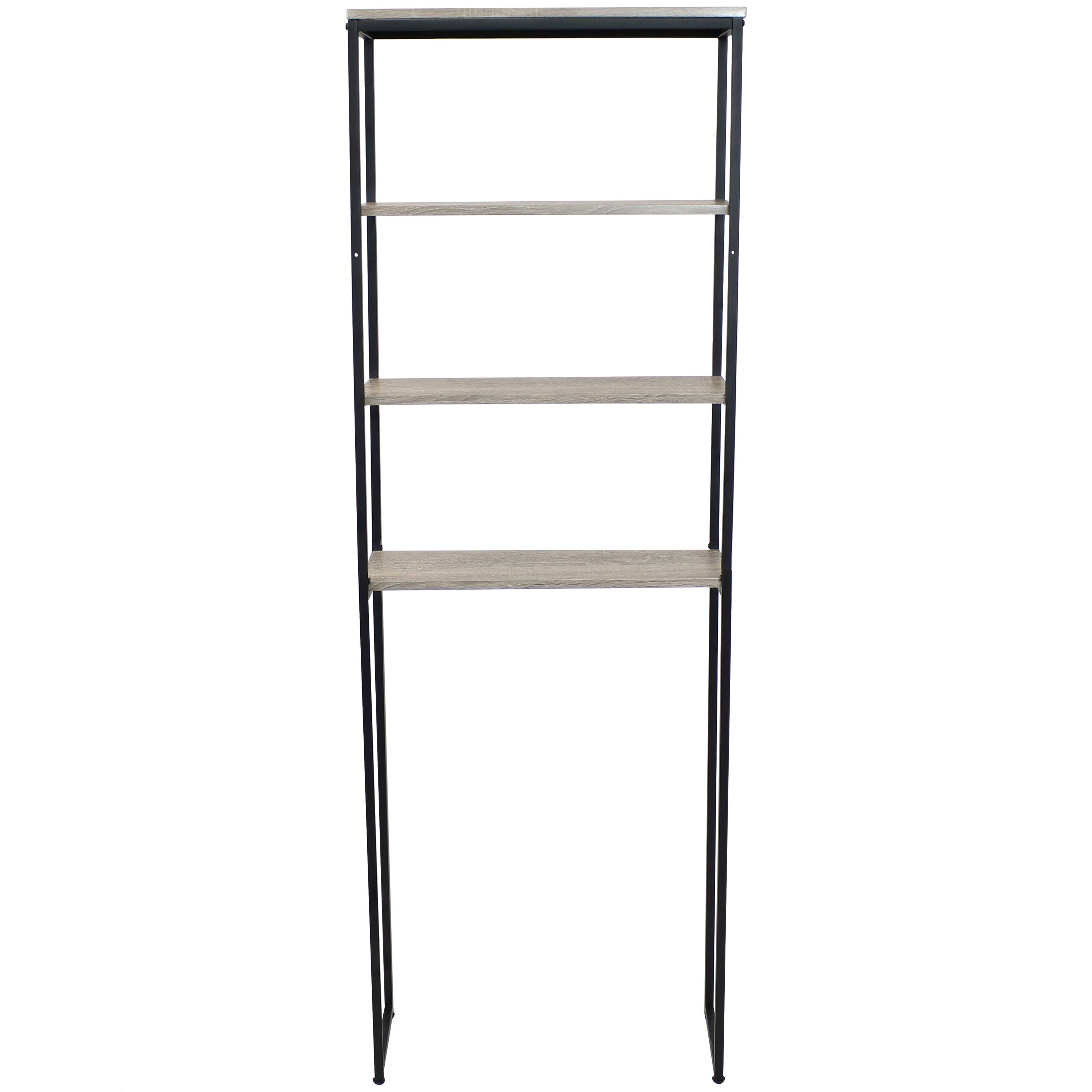 Alt View 6. Sunnydaze - 4-Tier Industrial Over-the-Toilet Storage Shelf - Oak Gray.