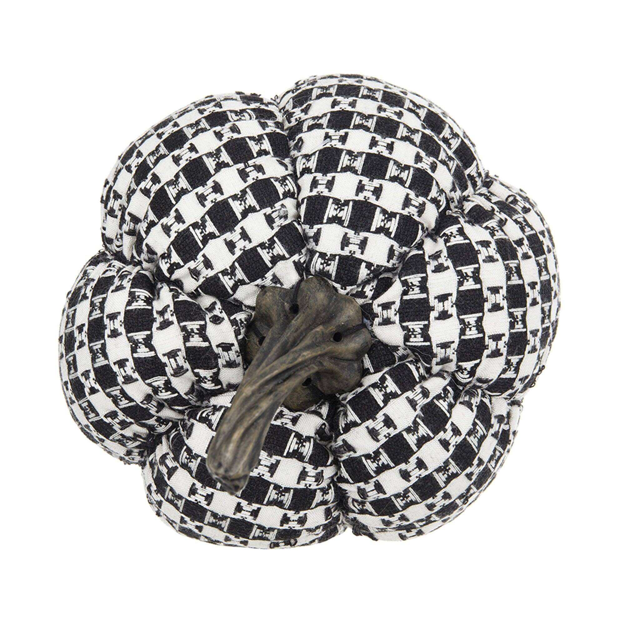 Alt View 5. Boyel Living - Set of 2 Black and White Plaid Fabric Pumpkin Decor Farmhouse Halloween Decoration - Black,White.