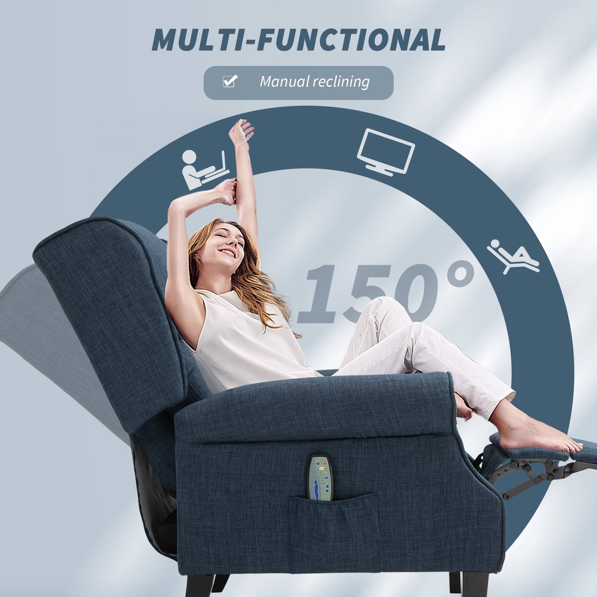 MULTI-FUNCTIONAL  
Manual reclining  
150°