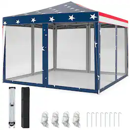 Costway - 10'x10' Folding Pop Up Tent Gazebo Canopy Mesh Sidewall - As pictures show