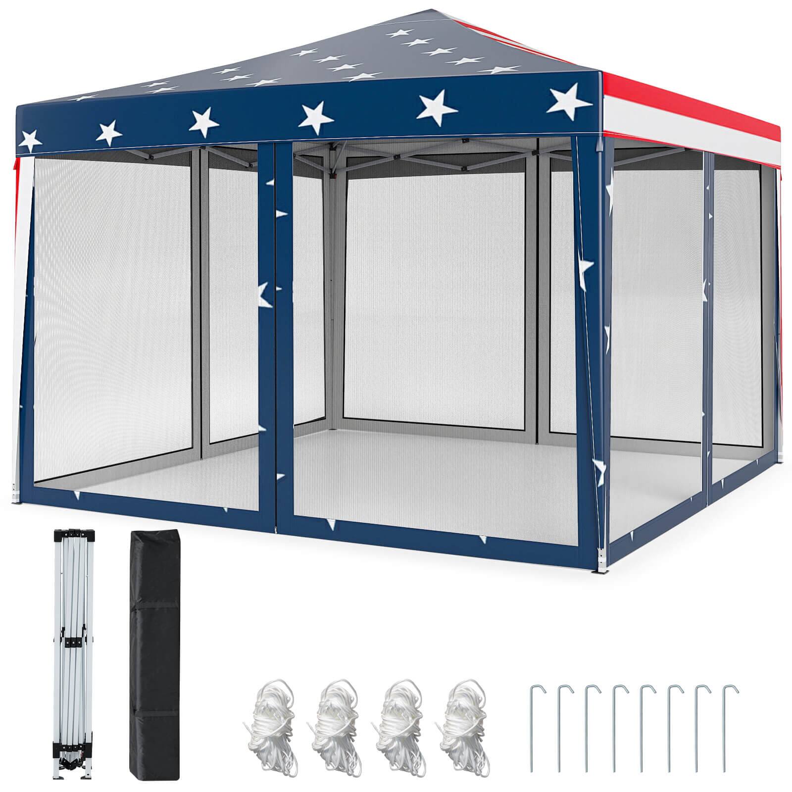 Costway - 10'x10' Folding Pop Up Tent Gazebo Canopy Mesh Sidewall - As pictures show
