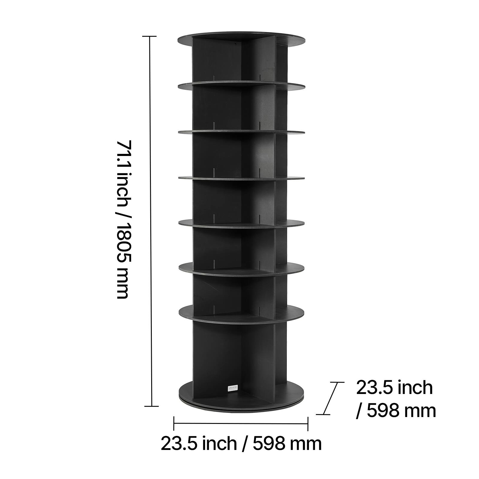 71.1 inch / 1805 mm  
23.5 inch / 598 mm