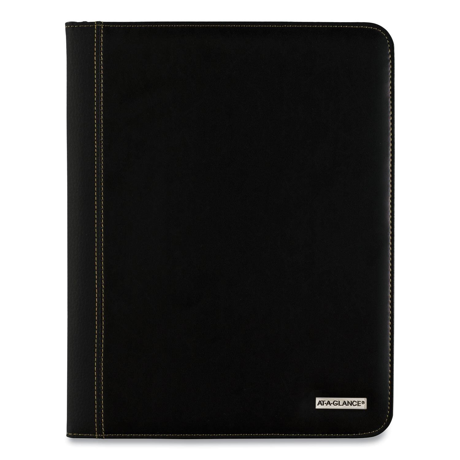 Left. AT-A-GLANCE - Executive Monthly Padfolio 11 x 9 Black Cover 13 Month Jan 2026 to Jan 2027.