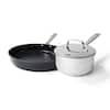 Front. Alva - Alva Maestro Cookware Set 3-Piece Set - 8" Nonstick Ceramic Frying Pan and 1.7Qt. Saucepan with Lid - Silver and Black.
