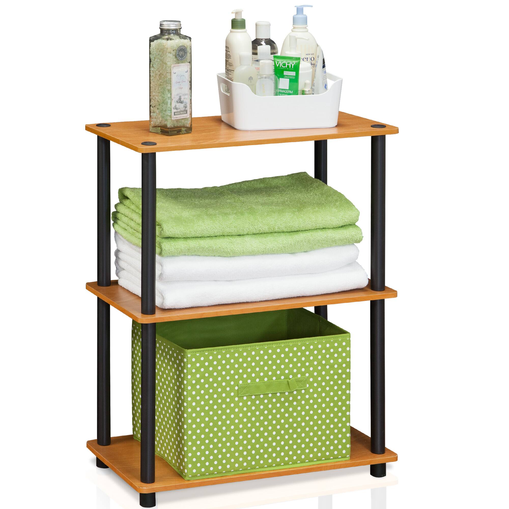 Alt View 3. Furinno - Turn-N-Tube 3-Tier Compact Multipurpose Shelf Display Rack, Light Cherry - Light Cherry/Black.