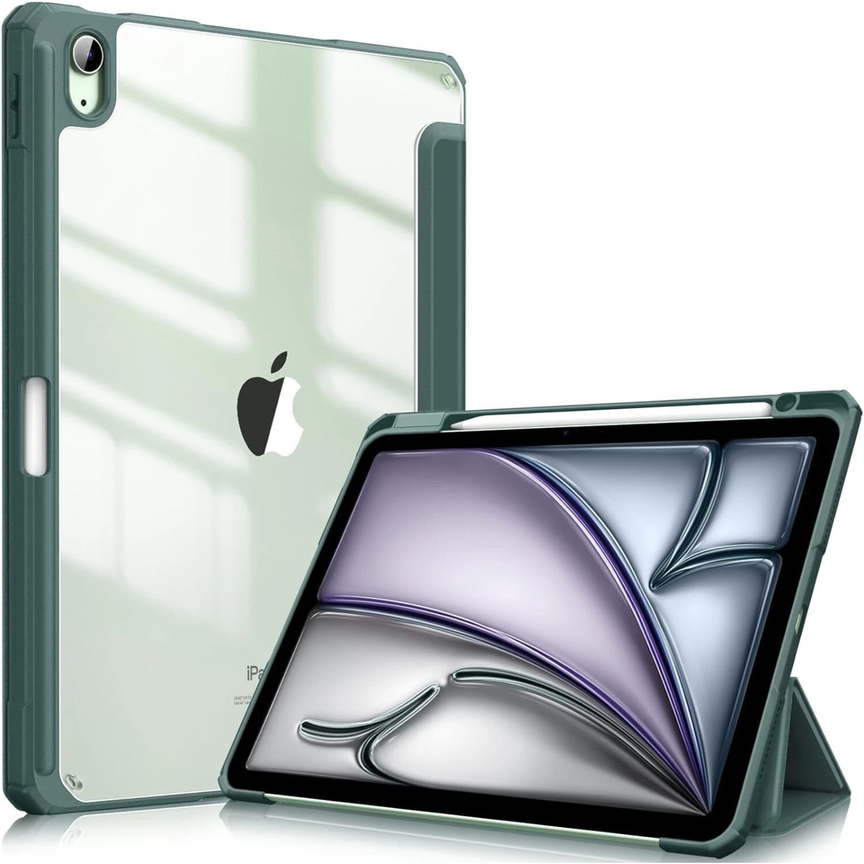 Kitcheniva - Shockproof Hybrid Slim Case For iPad Air 11 Inch M2 2024 With Pencil Holder - Midnight Green