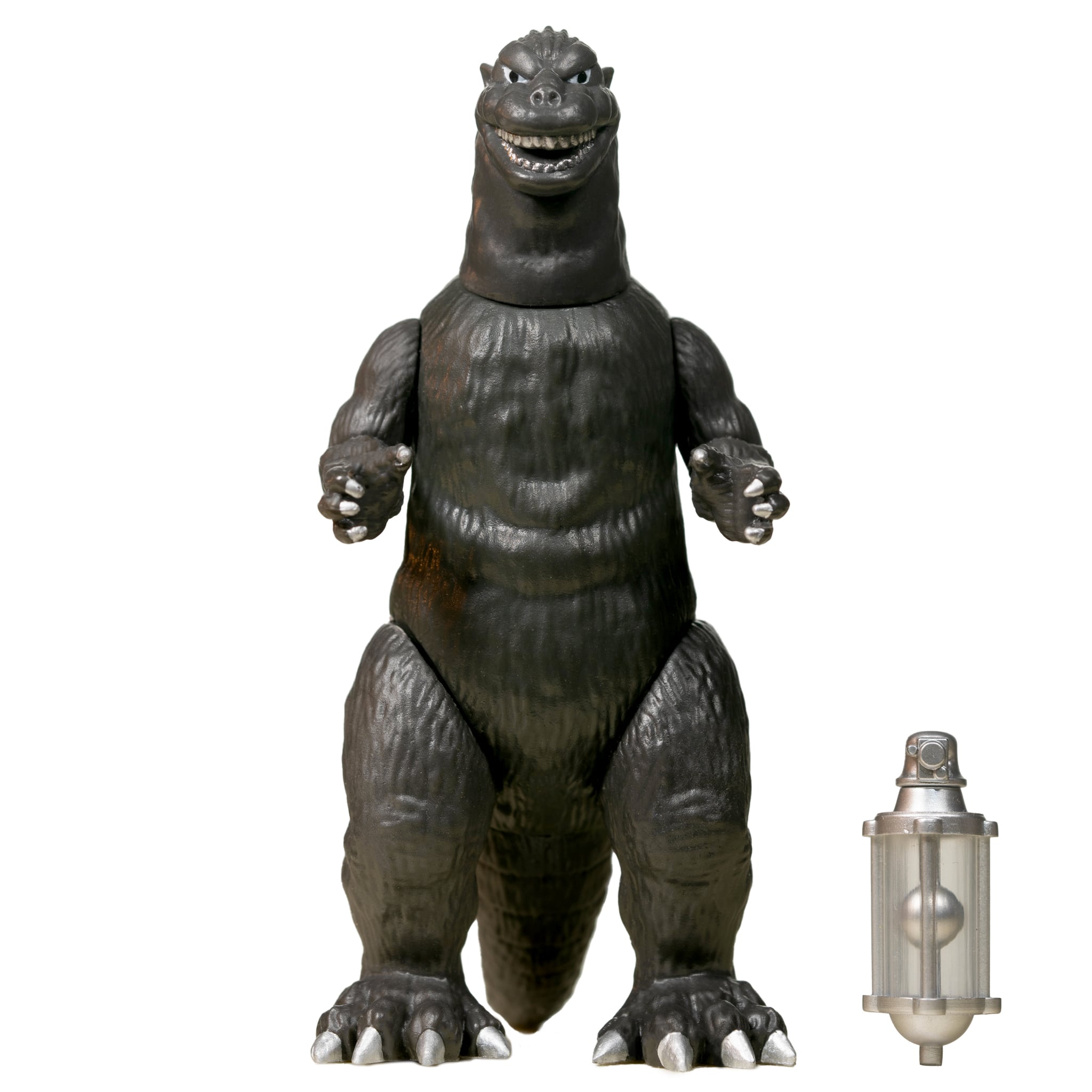 Front. Super7 - ReAction 4.25 in Plastic Toho Godzilla Action Figure - Silverscreen 1954 with Oxygen Bomb.