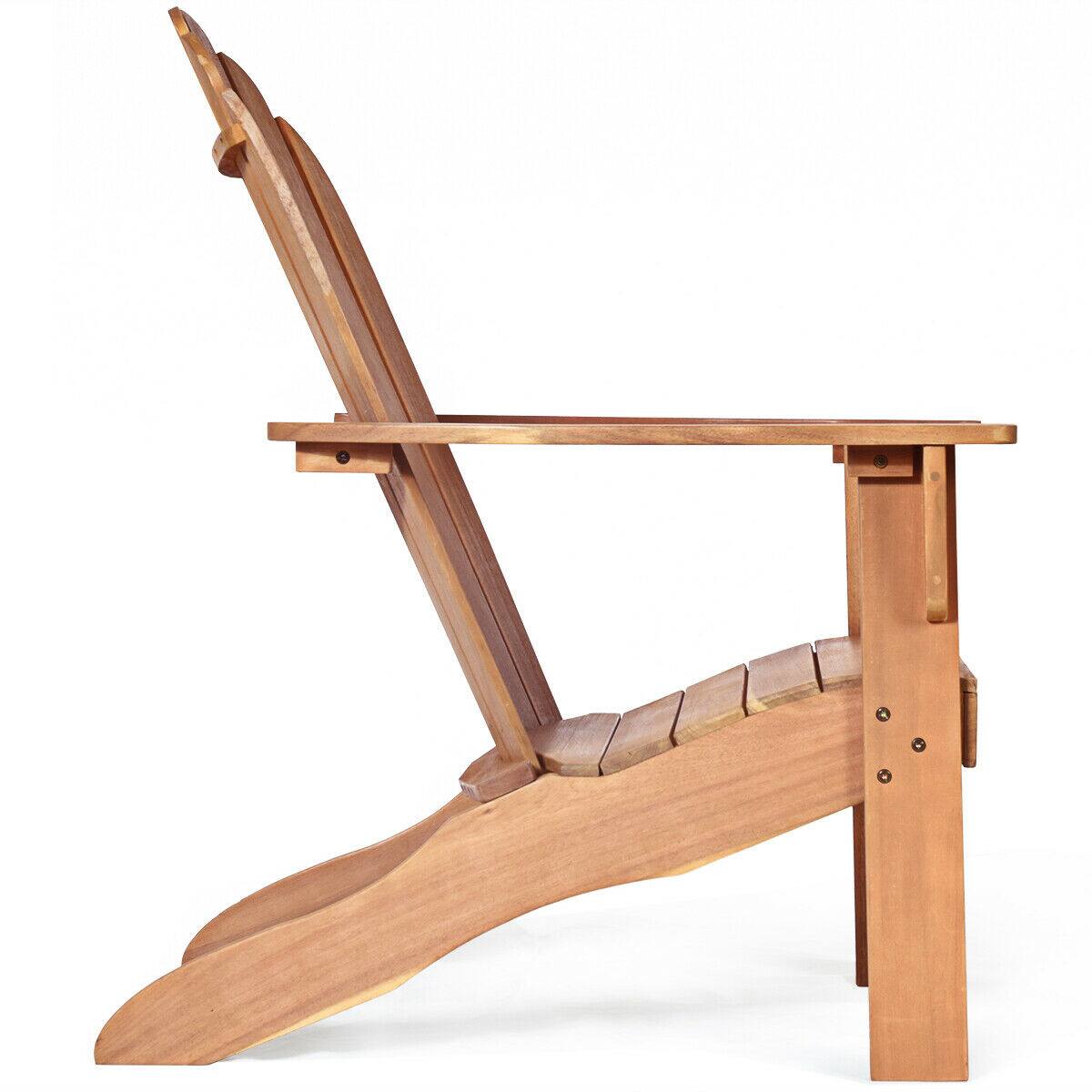 Alt View 5. Gymax - Gymax 2PCS Wooden Classic Adirondack Chair Lounge Chair Outdoor Patio Natural - Natural.