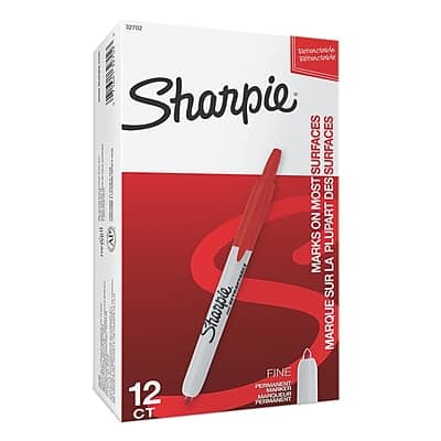 Sharpie - Retractable Permanent Markers, Fine Tip, 12/Pack - Red price history on PriceWatchPro