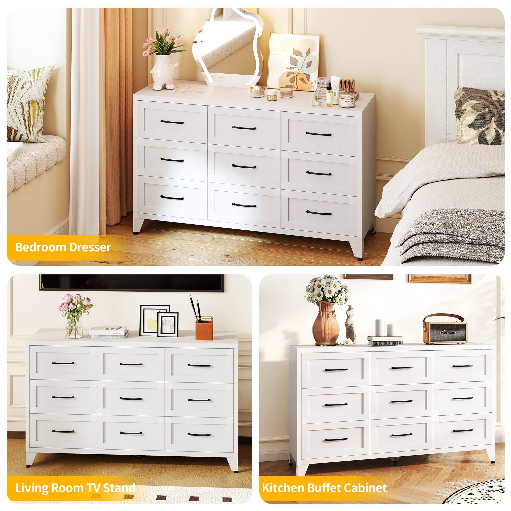 Bedroom Dresser  
Living Room TV Stand  
Kitchen Buffet Cabinet