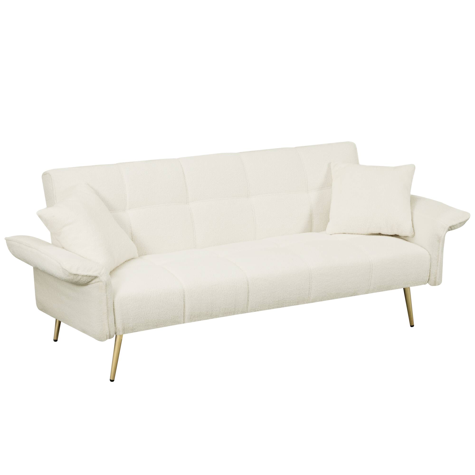 Alt View 8. GOODSILO - Space-Saving Convertible Sofa Bed with Folding Armrests | Double Sleeper for Living Rooms & Apartments - Beige.